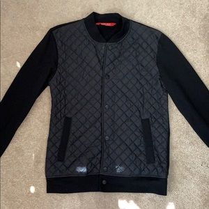 Black Quilted Front Bomber